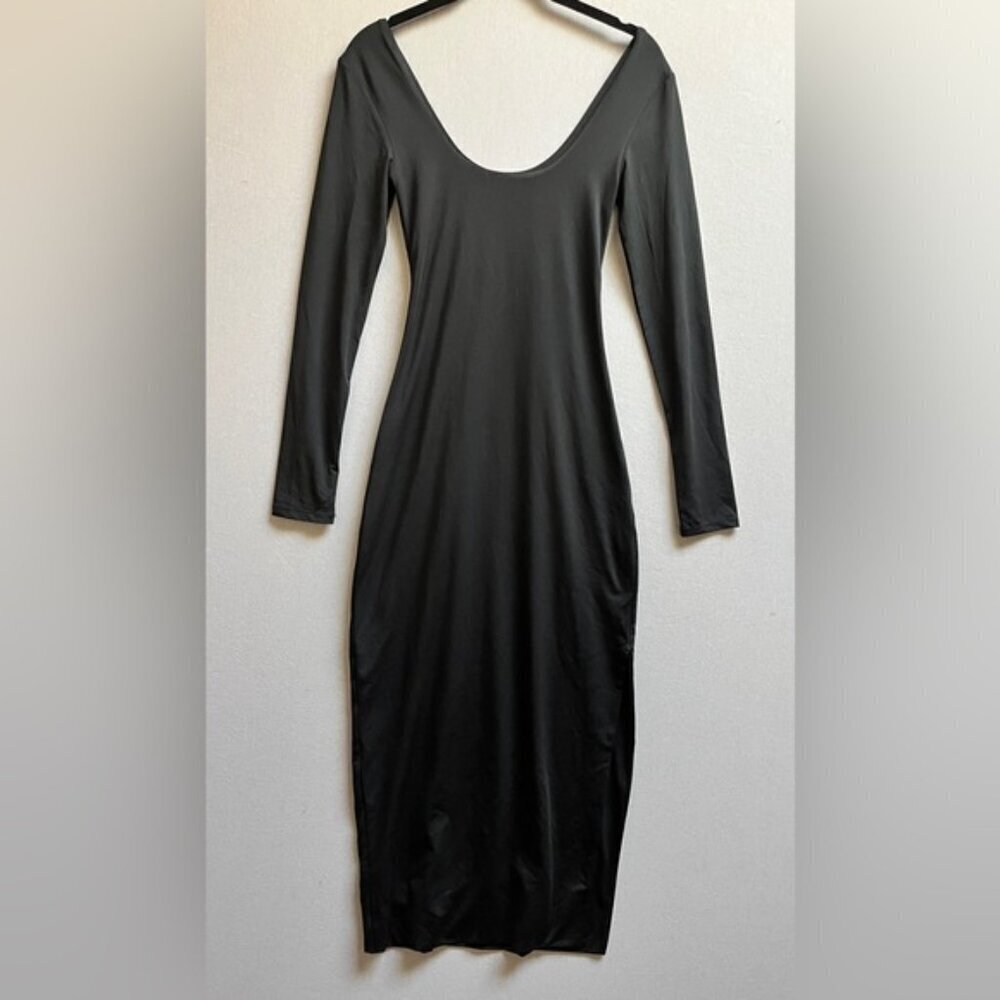 SWS Streetwear Society contour long sleeve bodycon black maxi dress Sz S - Picture 6 of 14